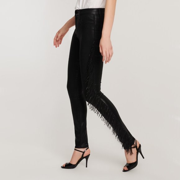 J Brand black crystal fringe high rise skinny jeans - Picture 7 of 16